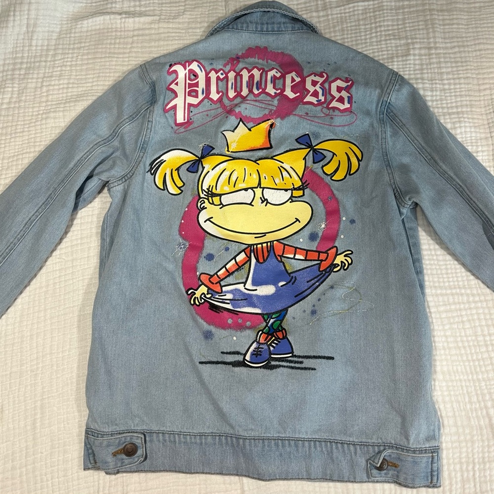 Nickelodeon Rugrats Angelica Cartoon Denim Jean Jacket Blue Women's Size XS‎